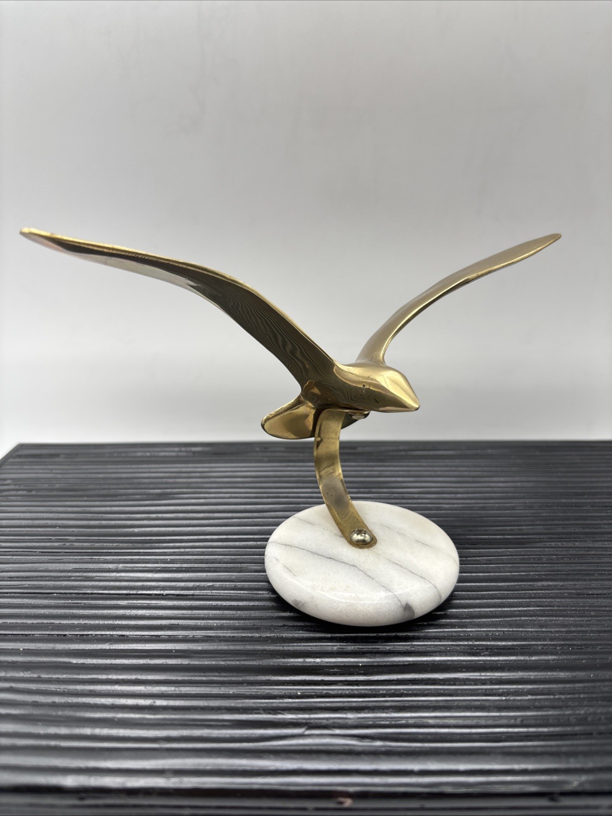 Seagull Figurine Minimal Home Decoration Brass and Marble Stone Look Classic Vin gallery
