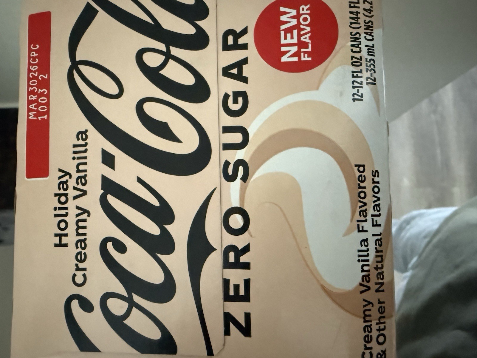 Coca-Cola Zero Sugar Holiday Vanilla Cream 12oz 12pk 3/30/26 BBD gallery