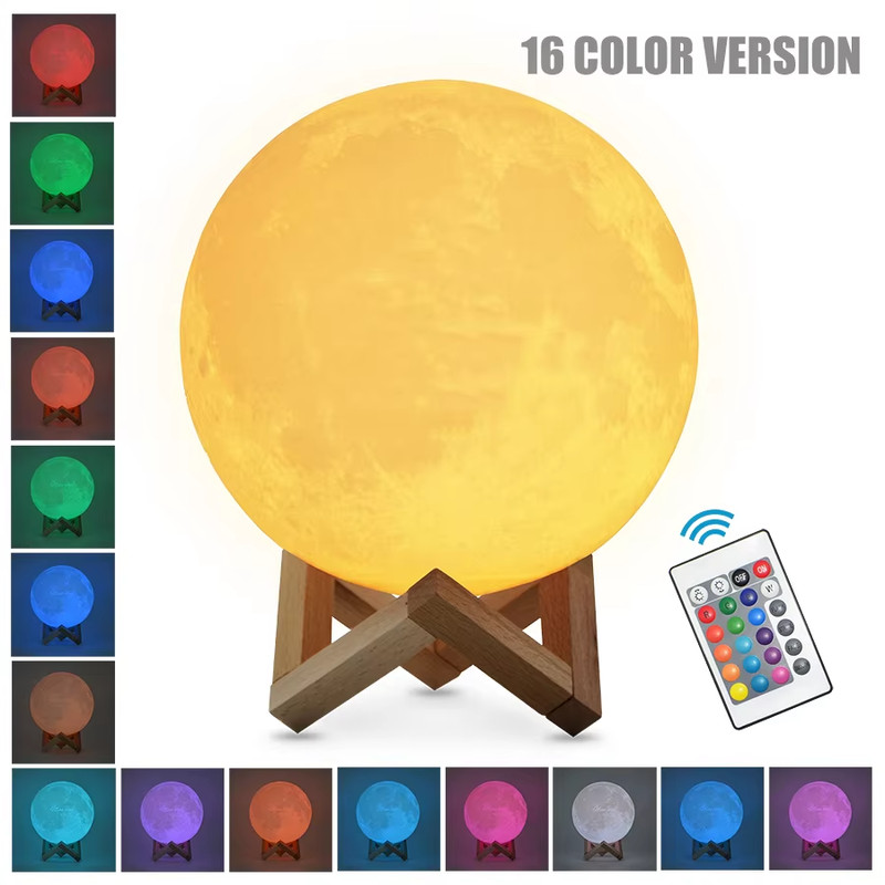 3D Moon Night Light Table Lamp USB Charging Remote Touch Control Home Decor Gift gallery