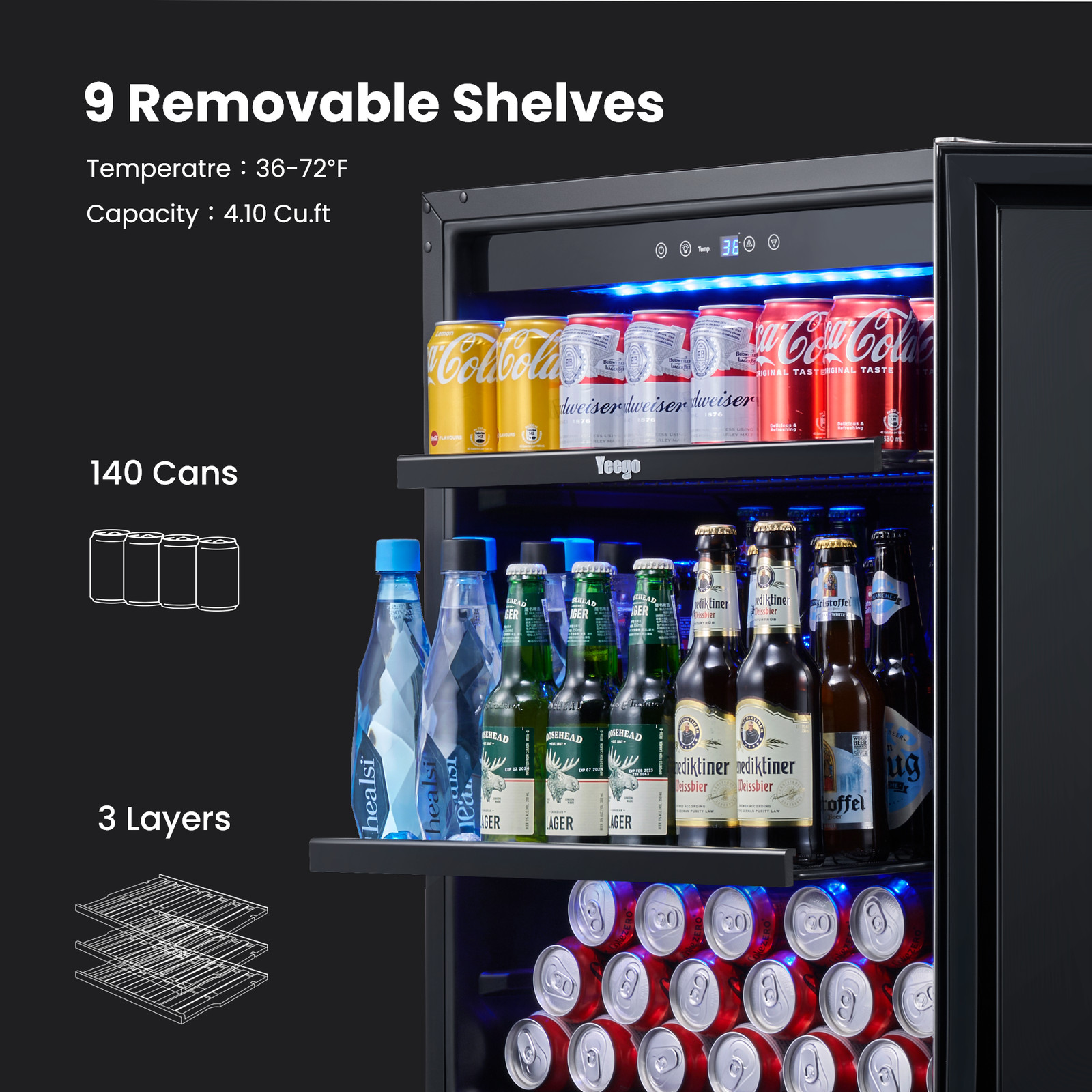 Yeego 24 Inch Beverage Beer Refrigerator 180 Cans Capacity Free Ship Home/Bar gallery