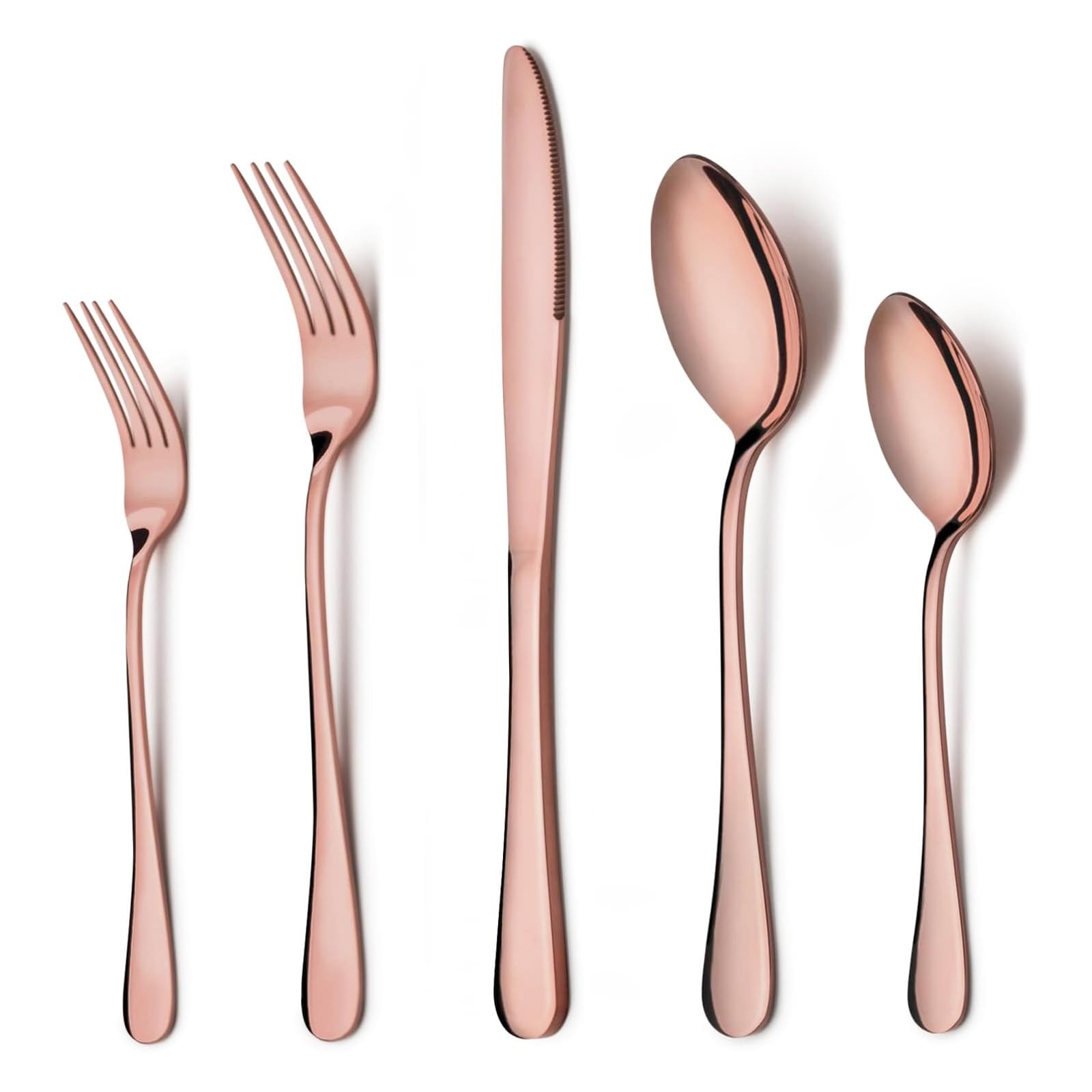 10-Piece Copper Silverware Flatware Set for 2, Stainless Steel Cutlery Set gallery