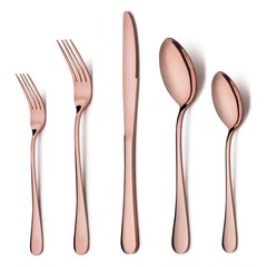 10-Piece Copper Silverware Flatware Set for 2, Stainless Steel Cutlery Set