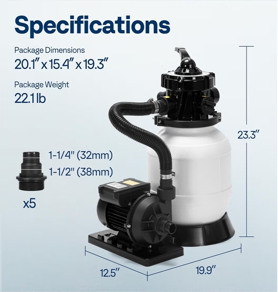 VIVOHOME 2087 GPH Sand Filter Pump for Above Ground Pools up to 4,600... gallery