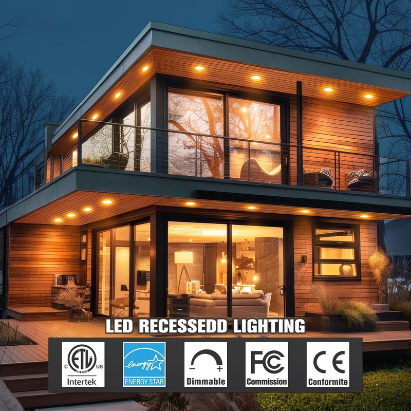6 Pack 4 Inch 5CCT LED Recessed Ceiling Light Panel Dimmable with Night Light gallery