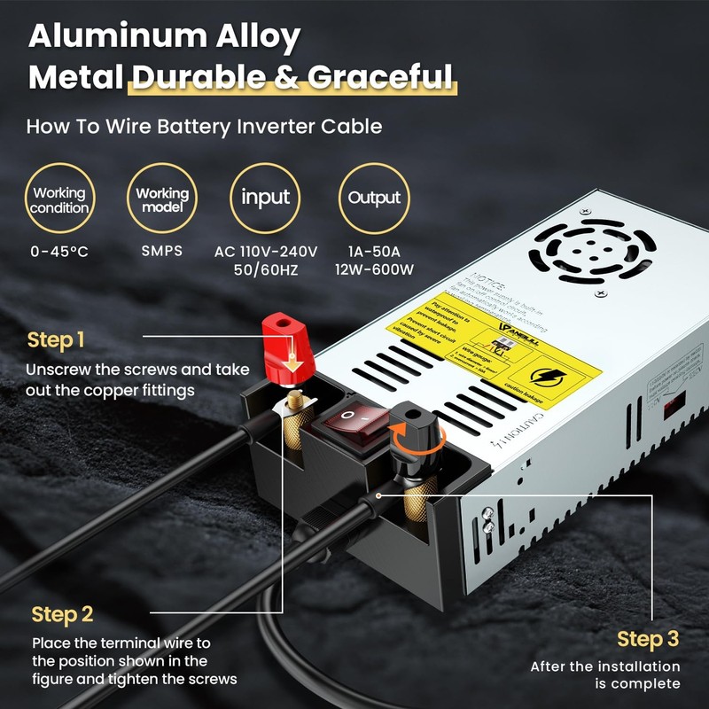Silver Transformer Dual Input Voltage Ac 110V 220V 600W 50A Power Supply gallery