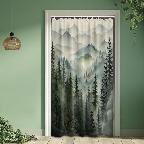 Forest Small Shower Curtain Stand Up Stall Shower 48"W x 72"L (Pack of 1) Green gallery