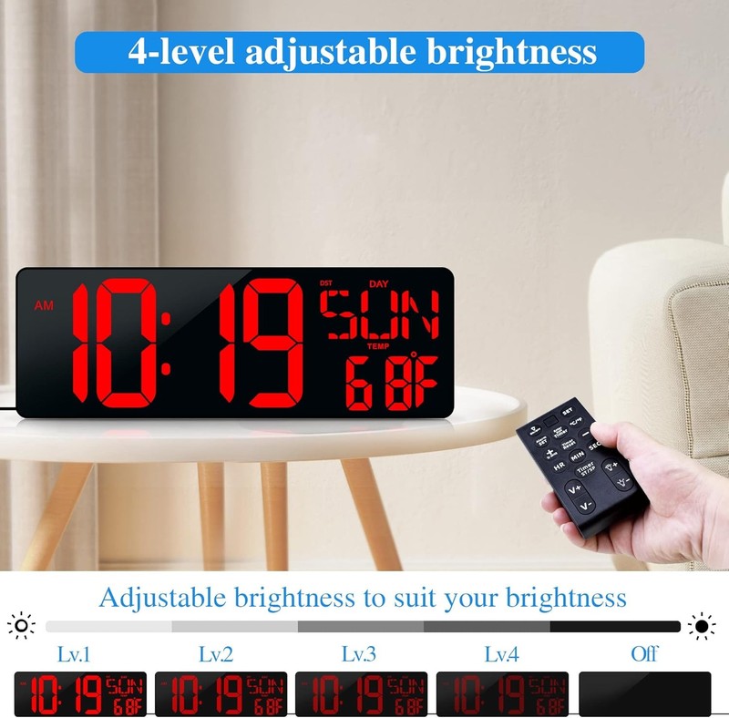 Large Digital Wall Clock with Remote Control 17.2" LED Large Display Timer with gallery