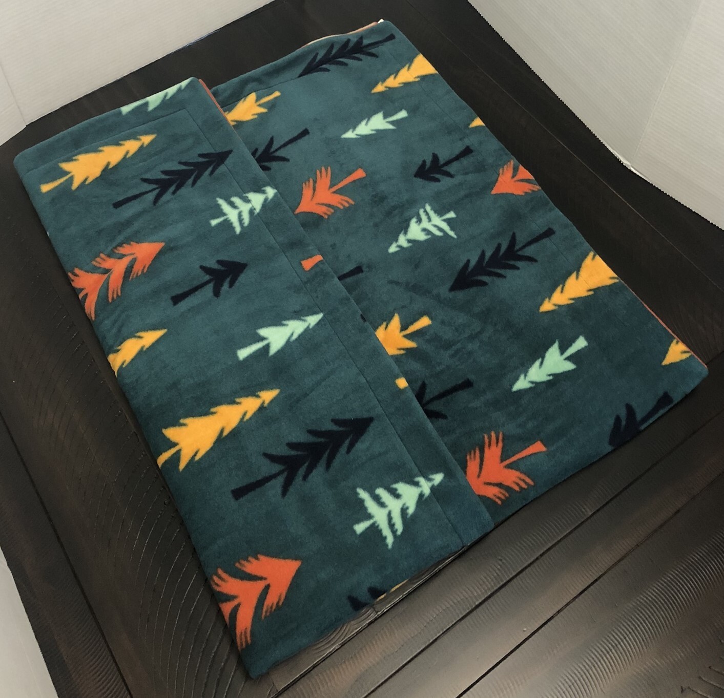 Trees on Green/Rust & Cream Plaid DoubleSide Fleece Blanket Handmade Personalize gallery