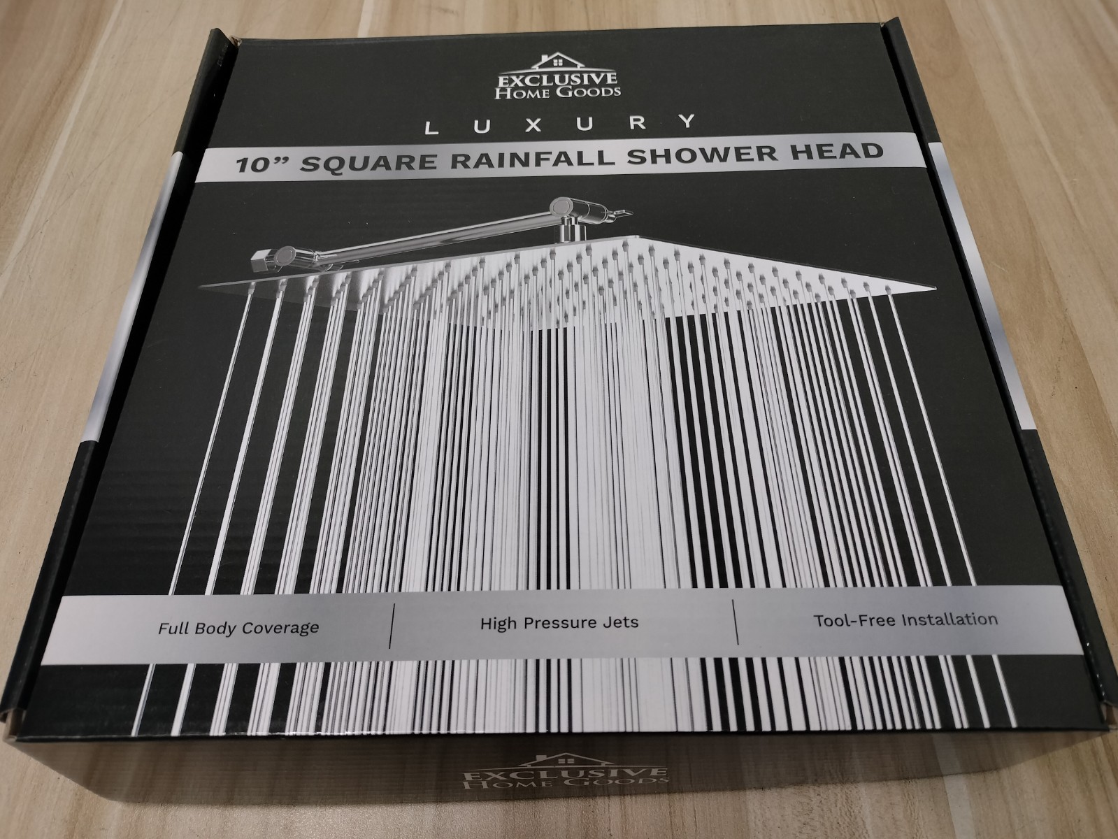 Luxury 10" Square Rainfall Shower Head Stainless Steel and Arm NEW gallery