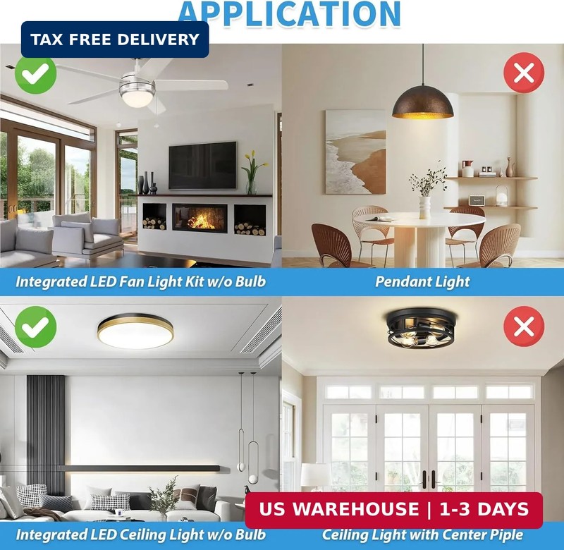 4 Inch Ceiling Fan LED Light Replacement, 18W 6000K 2200LM LED Ceiling Fan Light gallery