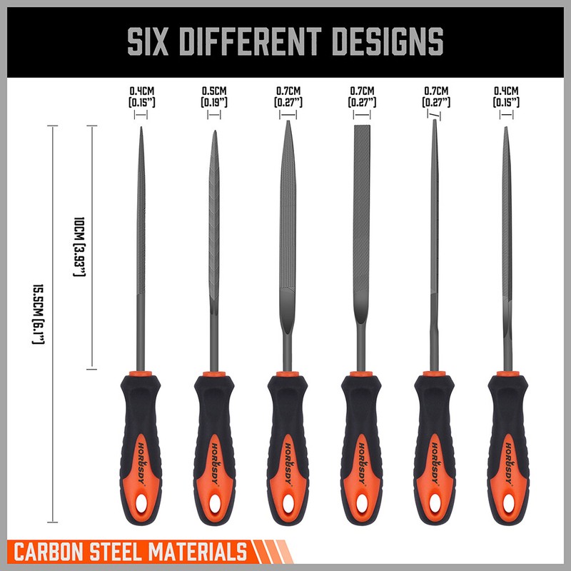 6pc Needle Files Set Flat Square Triangular Round Forged Heat-treat Steel gallery