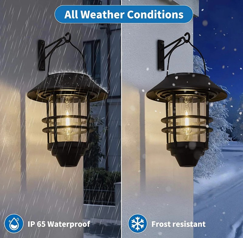 2 Pack Security Solar Hanging Lanterns Outdoor, Solar Wall Lights Outdoor, Solar gallery