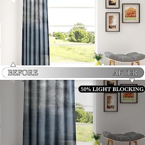 Dusty Blue Abstract Curtains 2 Panels Set 52"W x 84"L (Pack of 2) Blue Grey gallery