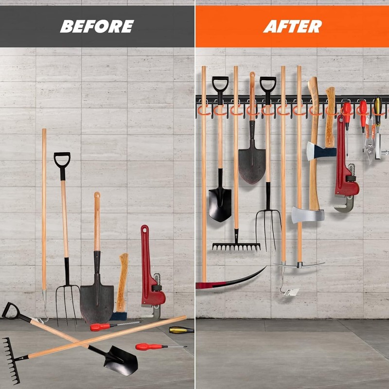 Adjustable Garage Tool Organizer - Wall-Mount, 66 lb Capacity, Iron Construction gallery