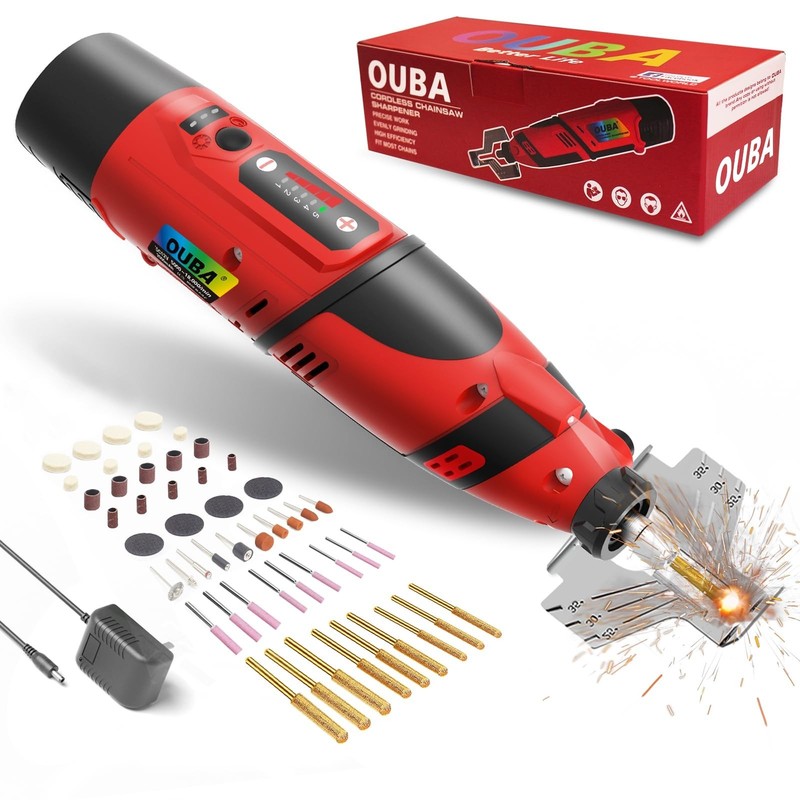 Cordless Chainsaw Sharpener Kit, 12V Battery, 54 PCS Rotary Tool Set Grinder gallery