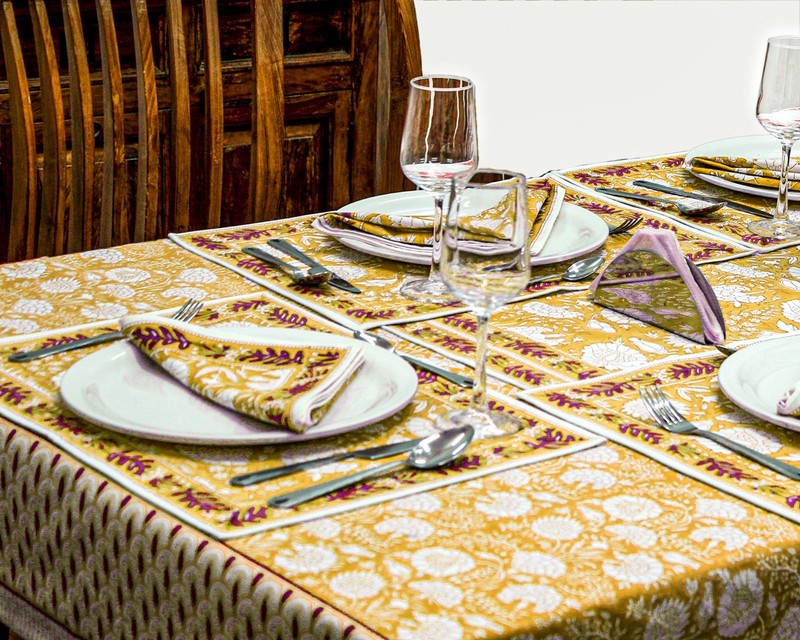 Hand Block Printed Table Cloth Dining Table Cover Cotton Table Linen gallery