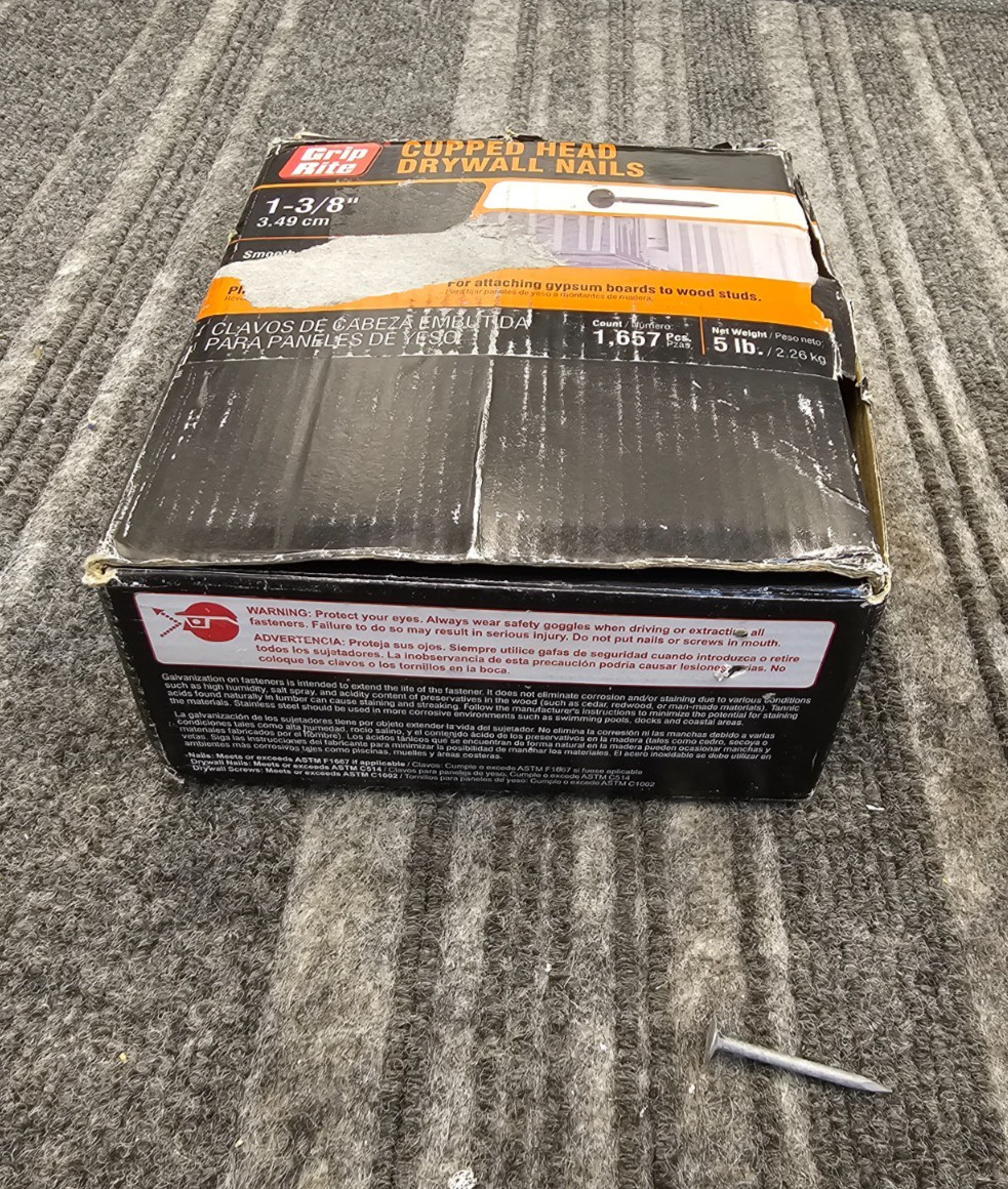 Grip Rite 138PCDW5: Cupped Head Drywall Nails Alloy Steel Black 1-3/8" 50LBS gallery