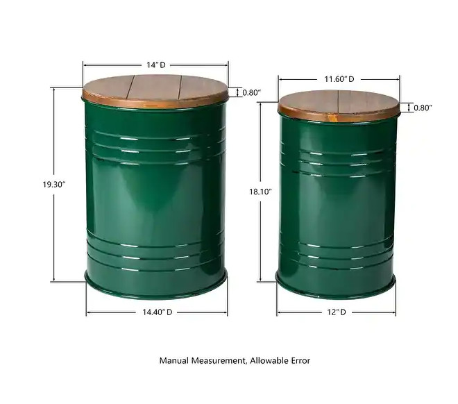 Table End Storage Side Farmhouse Rustic Accent Wood Metal Galvanized Night Stand gallery