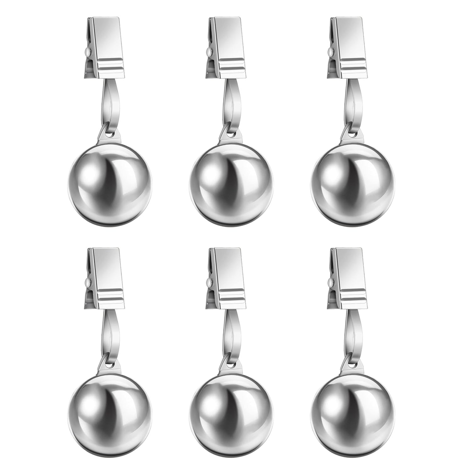 6 Pack Heavy Tablecloth Weights, Stainless Steel Balls with Rust-Resistant Clip, gallery