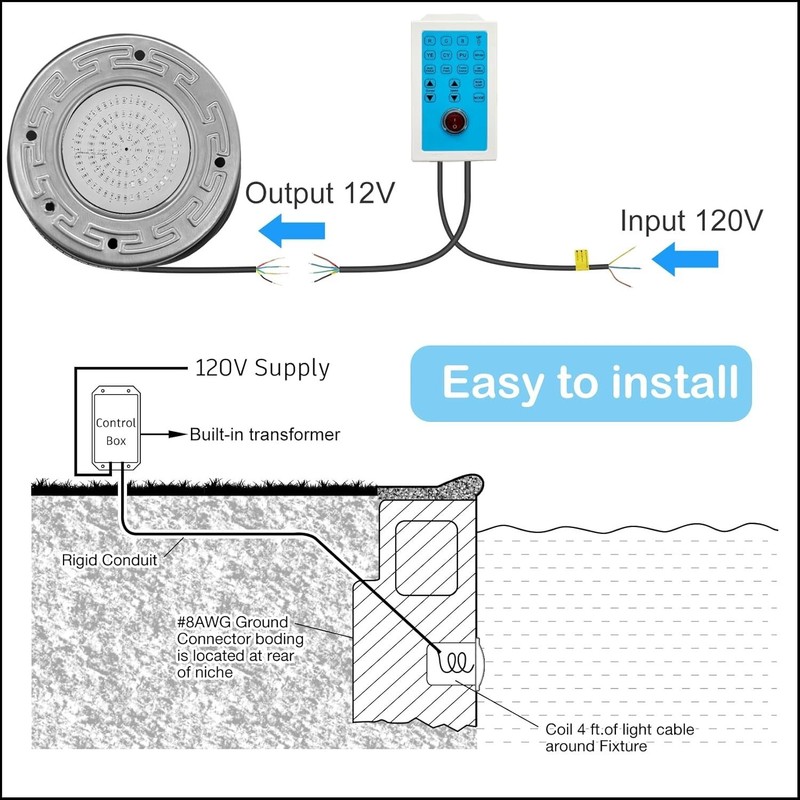 🔥Pool Light for Inground Pool, 20W 6 Inch LED Inground Pool Light with Remote gallery