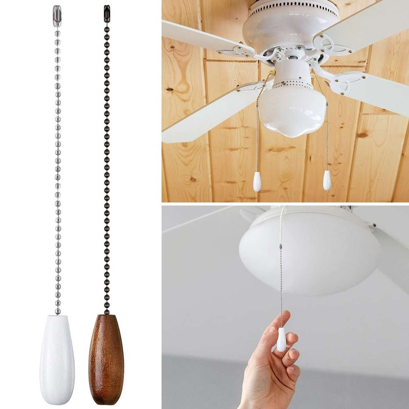 1/2/4PCS Ceiling Fan Pull Chain Extension Beaded Ball Wooden Pendant Light Lamp gallery