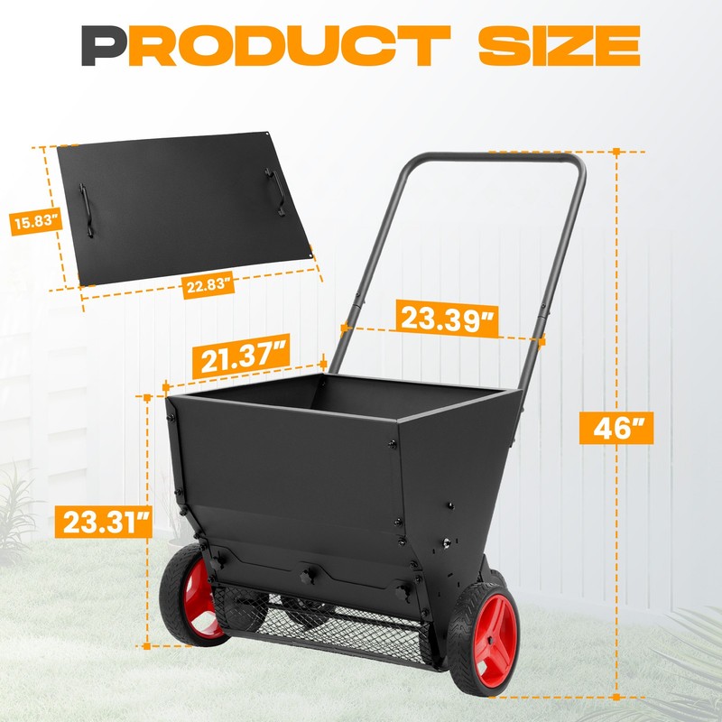 Lawn Drop Spreader, Compost Spreader, Adjustable Rate Metal Mesh Basket for Feed gallery