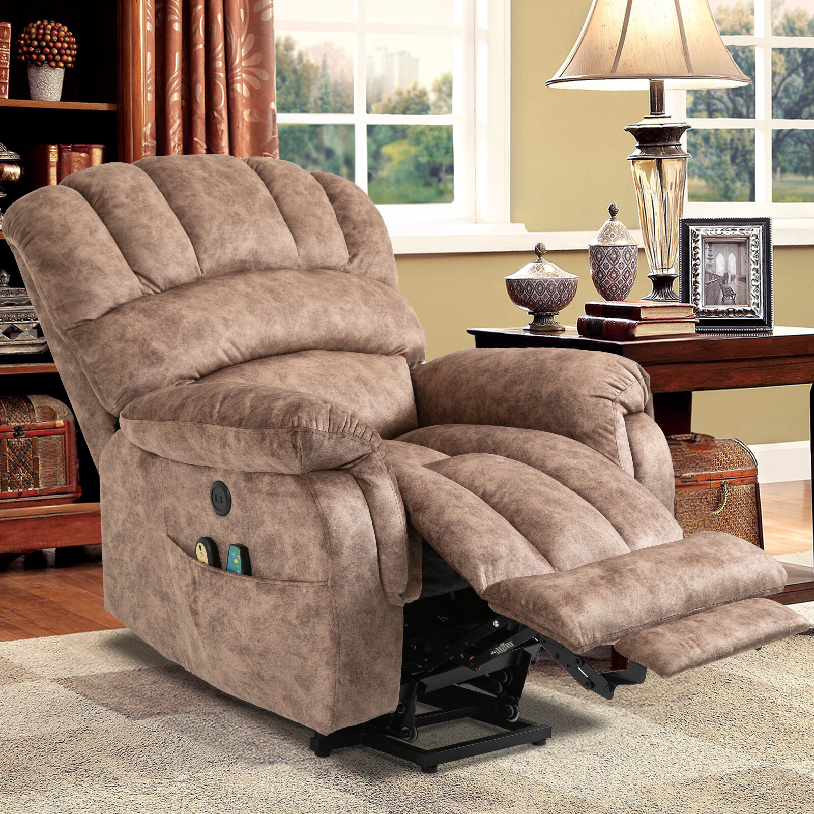 Big Tall Large Electric Power Lift Recliner Chair Extended Footrest Massage Heat gallery