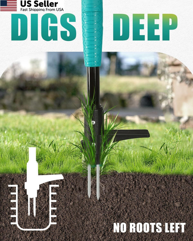 Breeze Touch 39" Weed Pulling Tool, 3-Claw T-shaped Handle, Common Teal gallery