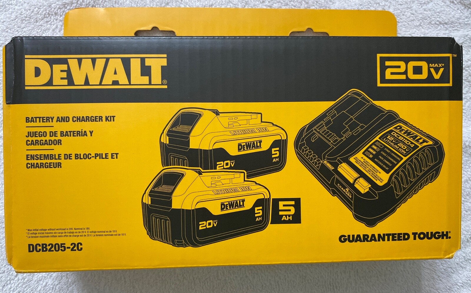 New Dewalt 20V Volt Max DCB205-2C (2 DCB205 Batteries & 1 DCB1104 Charger) NIB gallery