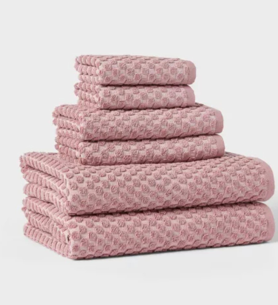 6pc Performance Plus Textured Dot Bath Towel Set Mauve gallery