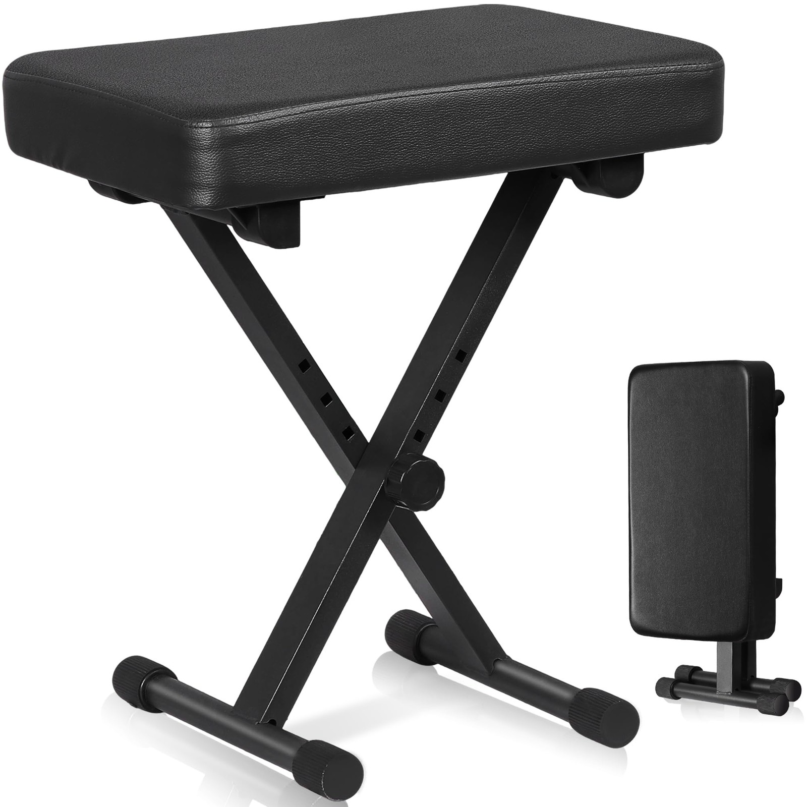 ZENY Piano Bench, X-Style Adjustable Height Keyboard 1, Black gallery