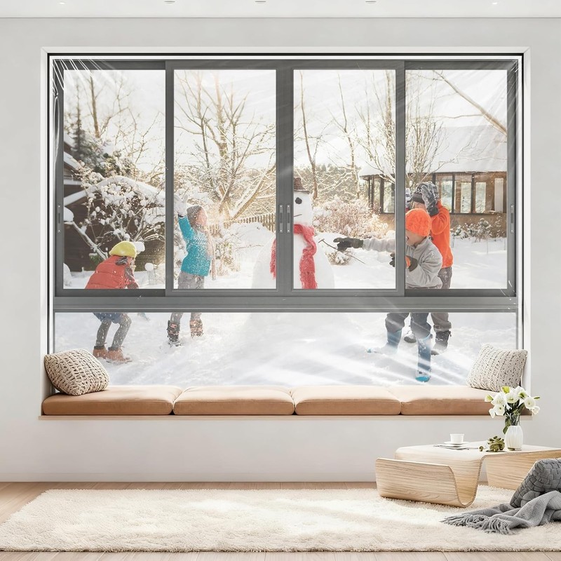 Heavy Duty Window Insulation Kit for Winter - 75 in x 79 in Clear Plastic 180㎛ gallery