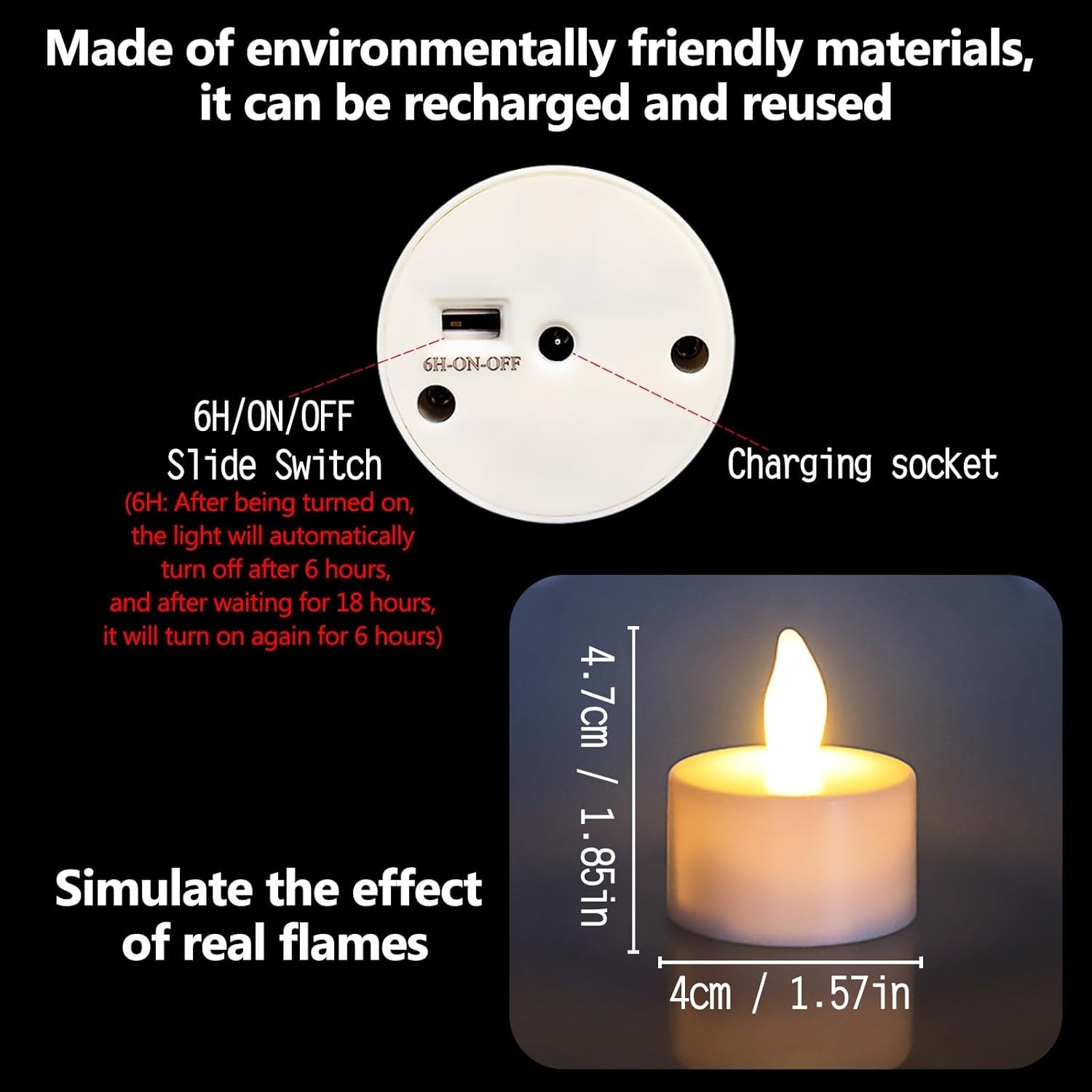 12pcs LED Rechargeable Tea Lights with Remote Timer and USB Charging Base Fla... gallery