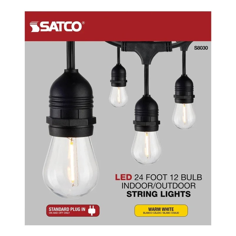 24Ft - LED String Light - Includes 12-S14 bulbs - 2200K - 120Vs gallery