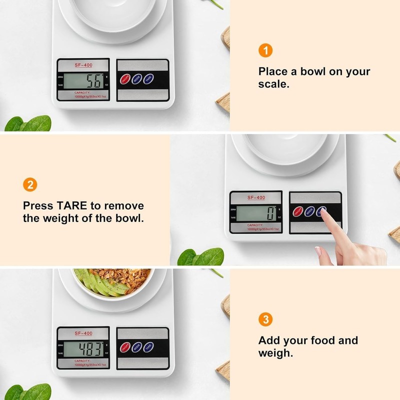 Digital Kitchen Scale with Tare Function - 22lb/10kg Capacity in Sleek Design gallery