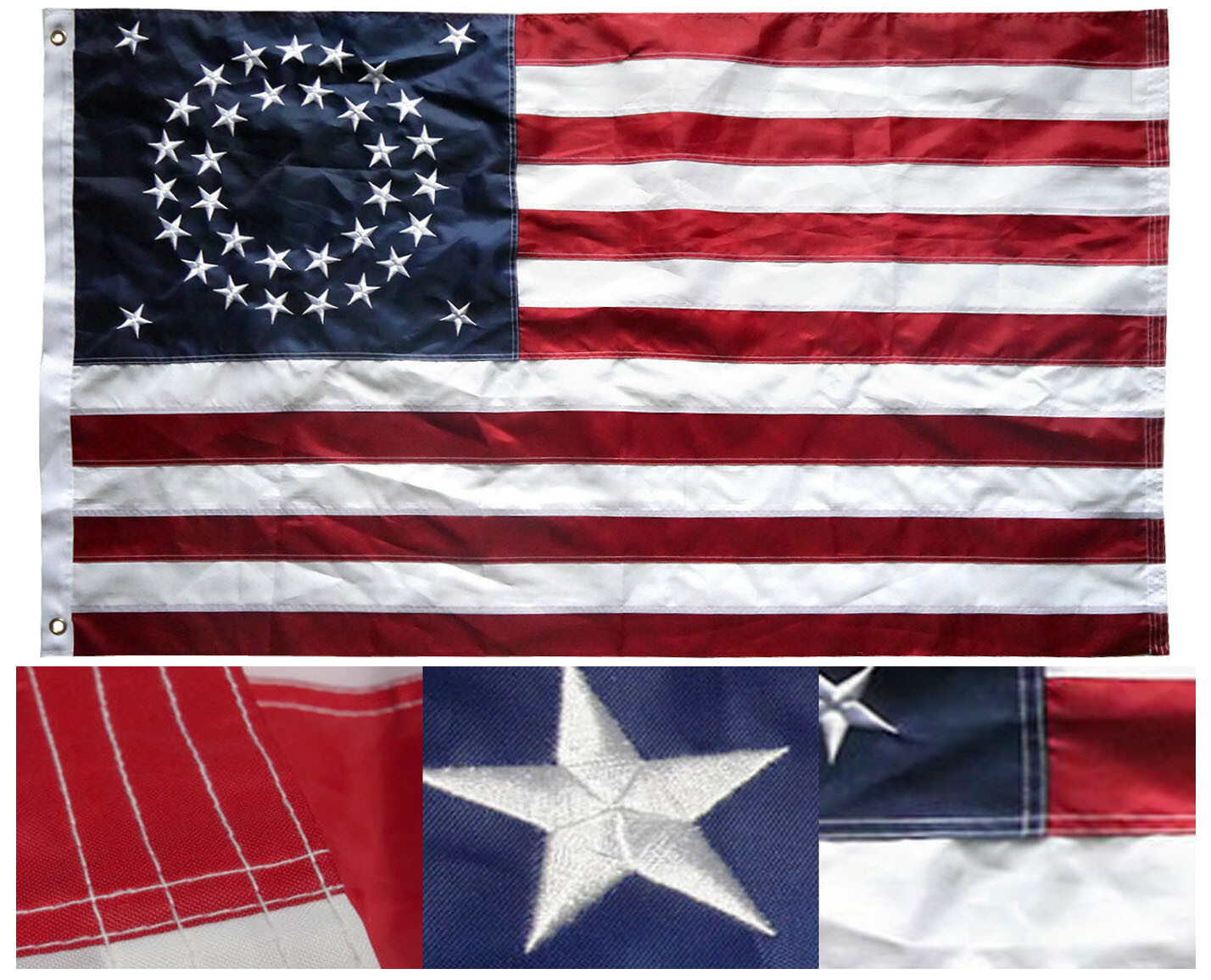 3x5 Ft 35 STARS UNION Flag Embroidered Nylon US Civil War Historical USA (Round) gallery