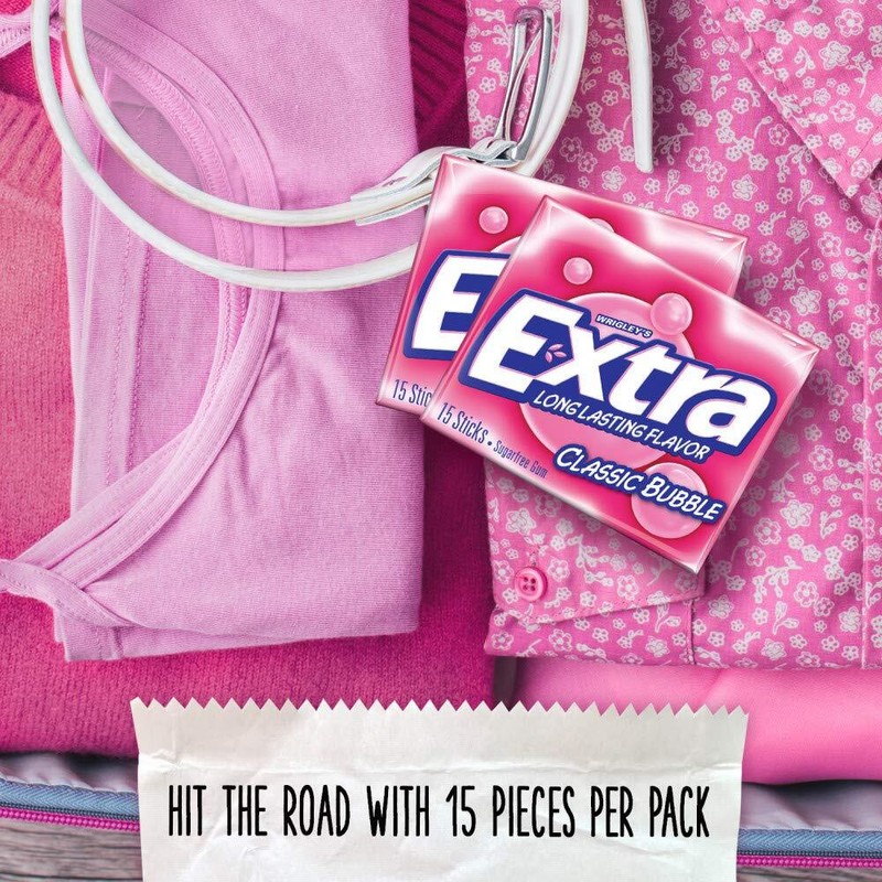 EXTRA Classic Bubble Sugar Free Chewing Gum, 15 Count (Pack of 10) gallery
