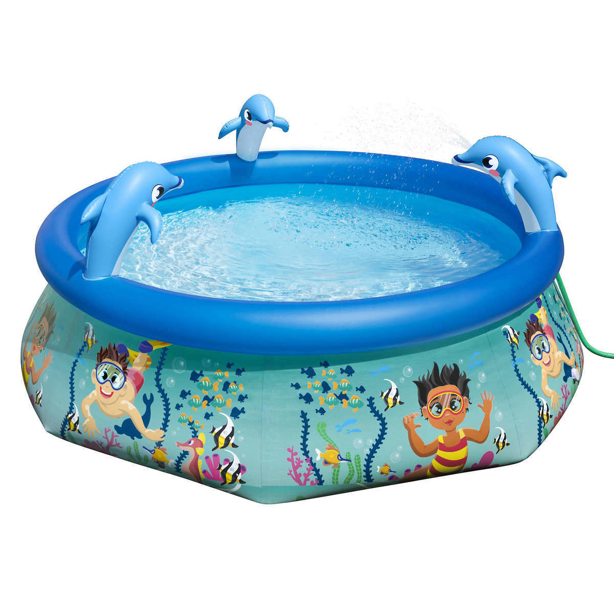 H2OGO!, Kids Inflatable Underwater Oasis Wet Spray Pool w Inflatable Dolphins gallery