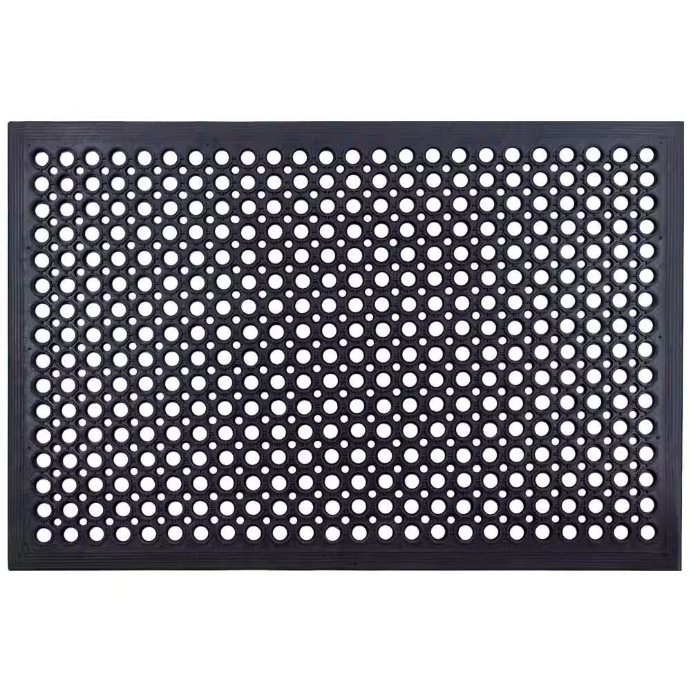 Drainage Black 2 Ft. X 3 Ft. Rubber Non-Slip Indoor Outdoor Commercial Door Mat gallery