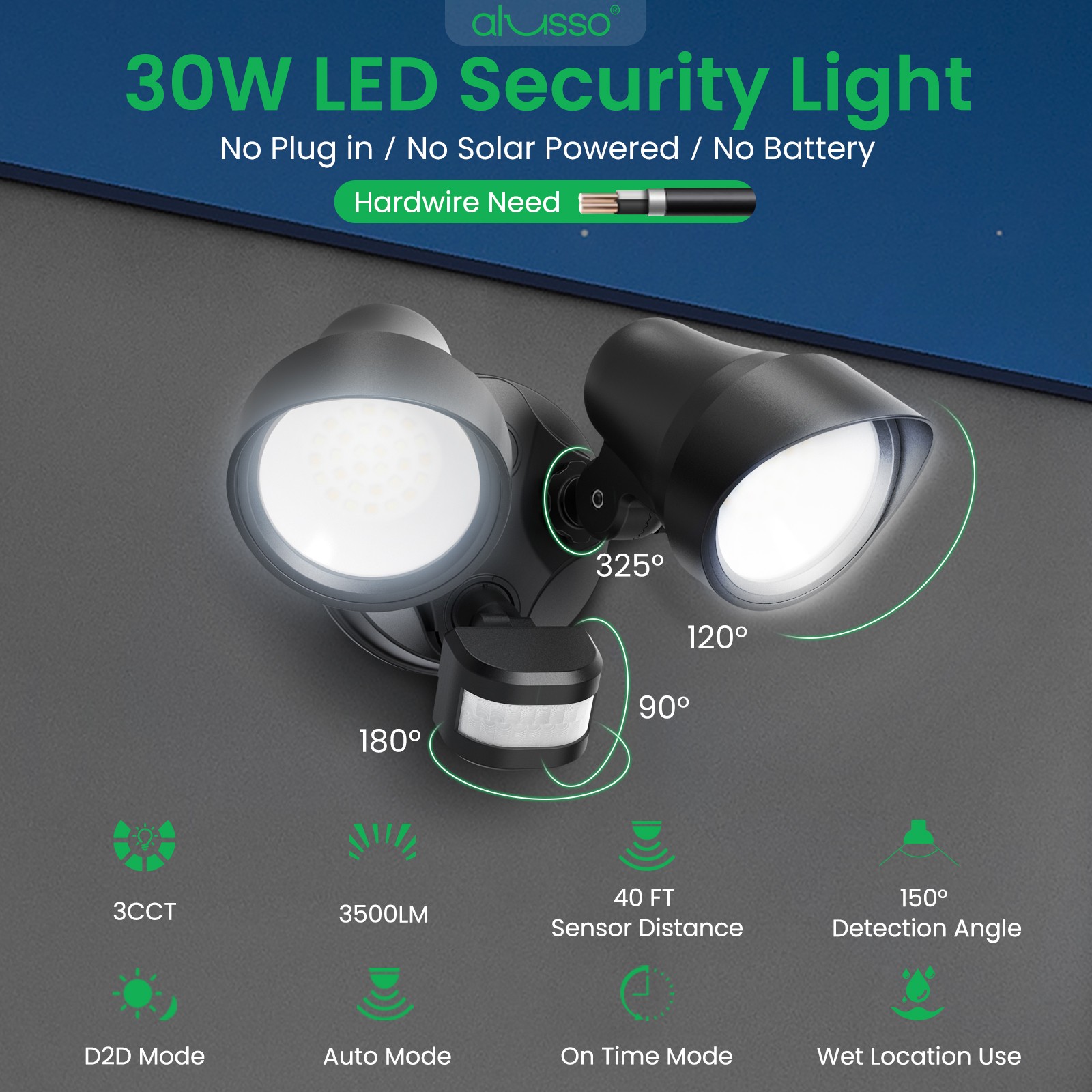 3500lm LED Security Lights PIR Motion Sensor / D2D Outdoor Yard 3CCT Wall Light gallery