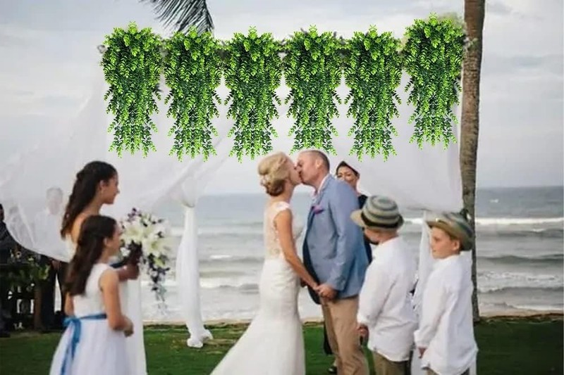 4 Pack Artificial Eucalyptus Leaf Rattan Fake Hanging Plant gallery