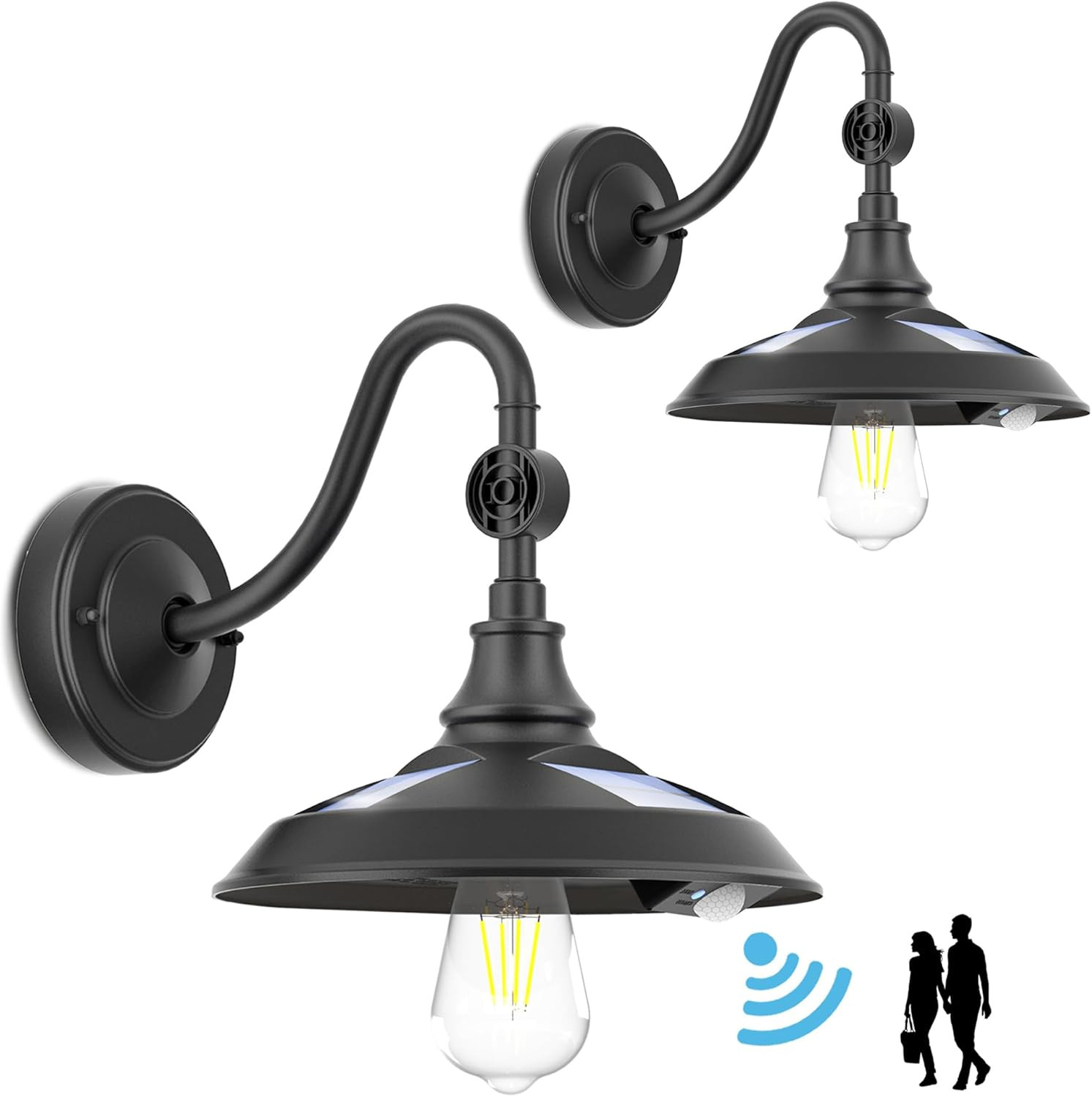 Rustic Solar Barn Lights with Motion Sensor - 3 Modes, Waterproof (2 Pack) gallery