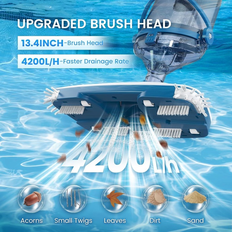 ENHULK Pool Vacuum for Above Ground Pool Upgraded 13.4 Wide Head & Telescopic gallery