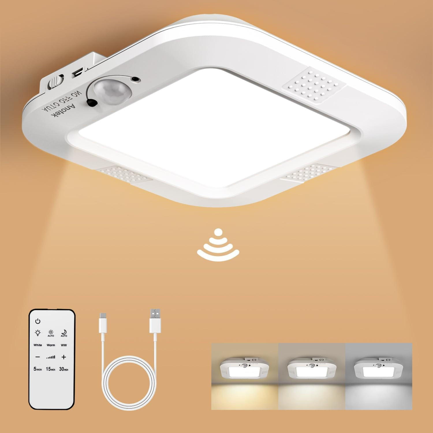 Rechargeable Motion Sensor Ceiling Light，No Wiring Battery Operated Ceiling Ligh gallery