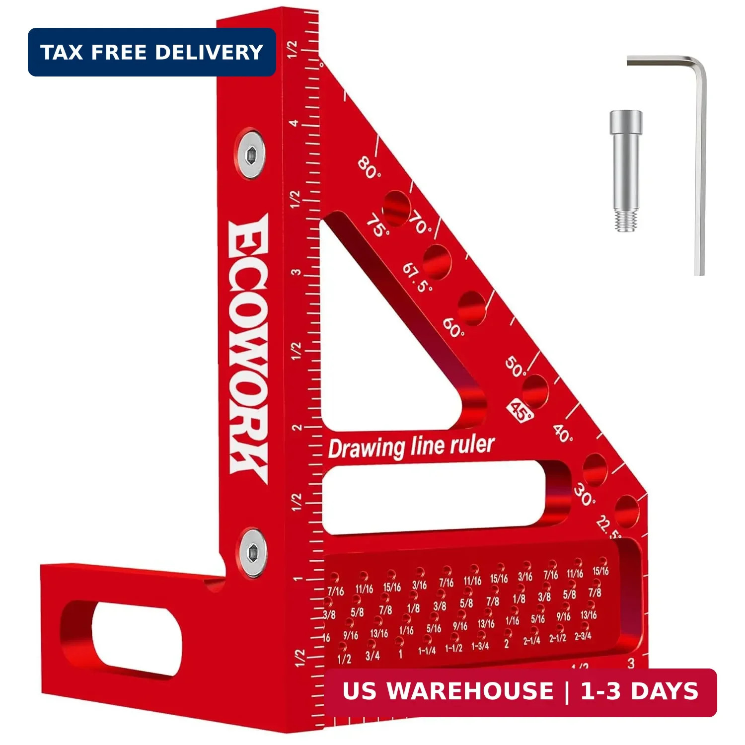 3D Multi-Angle Measuring Ruler Woodworking Square, High Precision Aluminum Alloy gallery