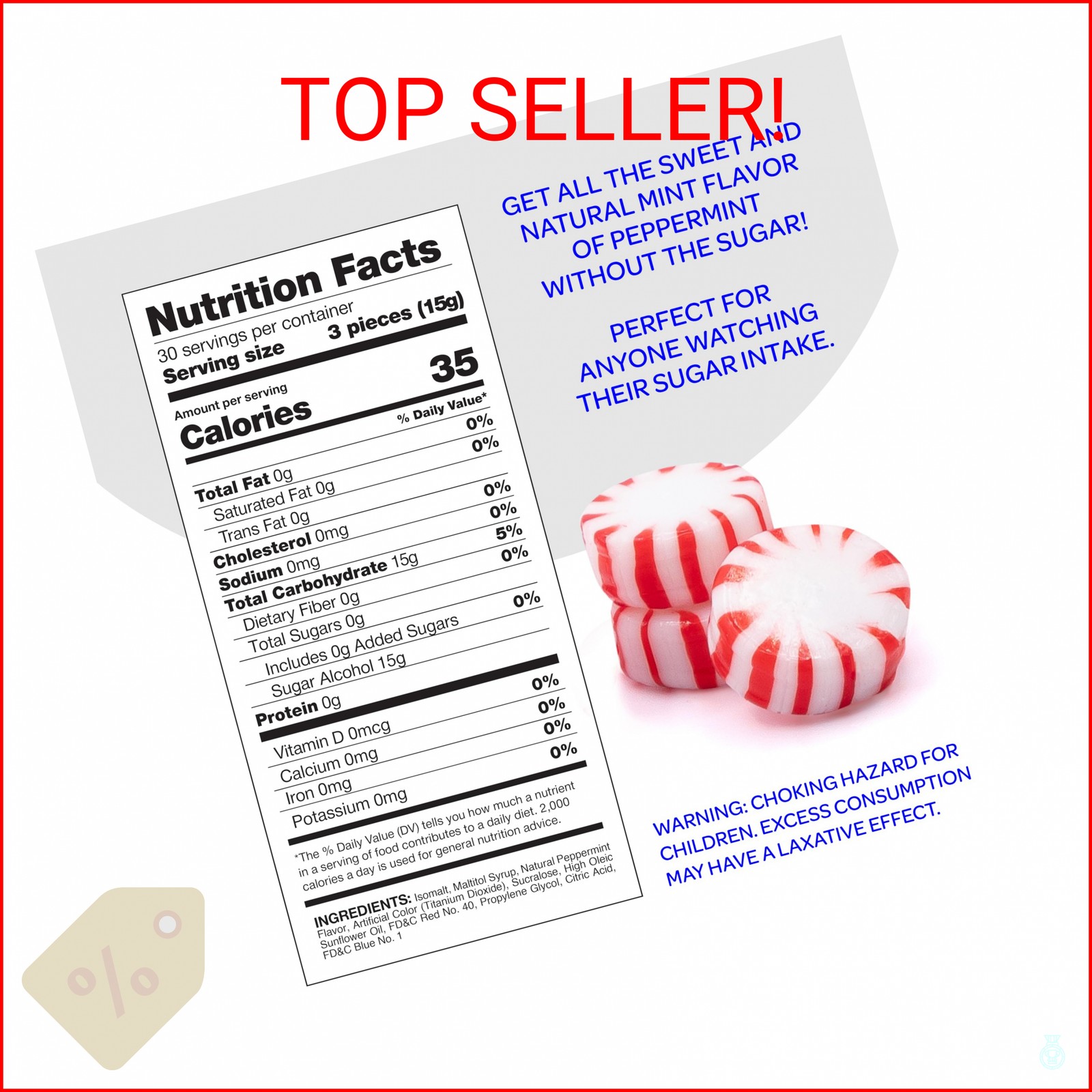 Sugar Free Starlight Mints - 1 Pound Pack (About 90 Count) - Peppermint Hard Can gallery