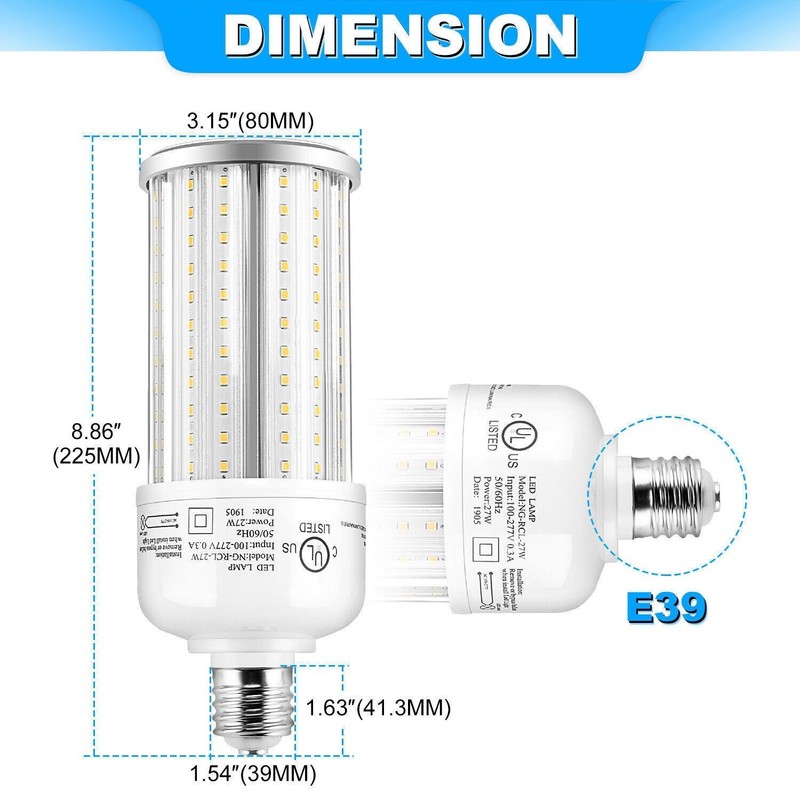 5000K Daylight, E39 Mogul Base, 36W LED Corn Light Bulb Warehouse High Bay Lamps gallery