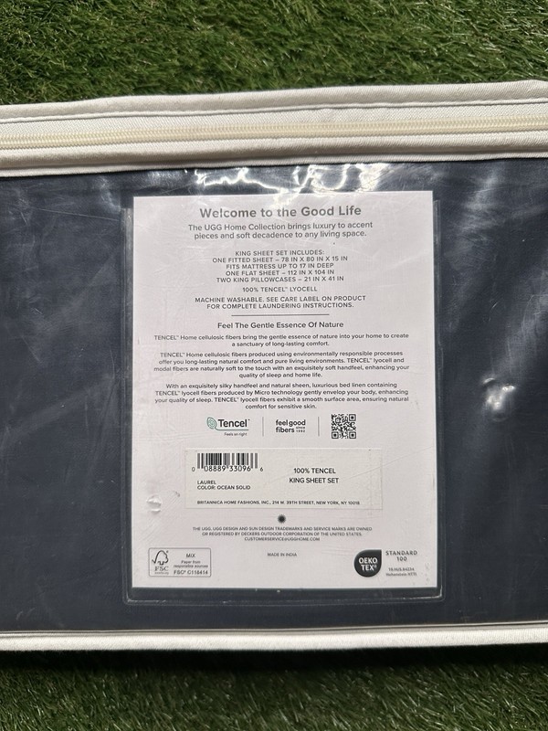 Ugg King Sheet Set Ocean Solid Navy Blue Laurel 100% Tencel Lyocell Cooling Soft gallery
