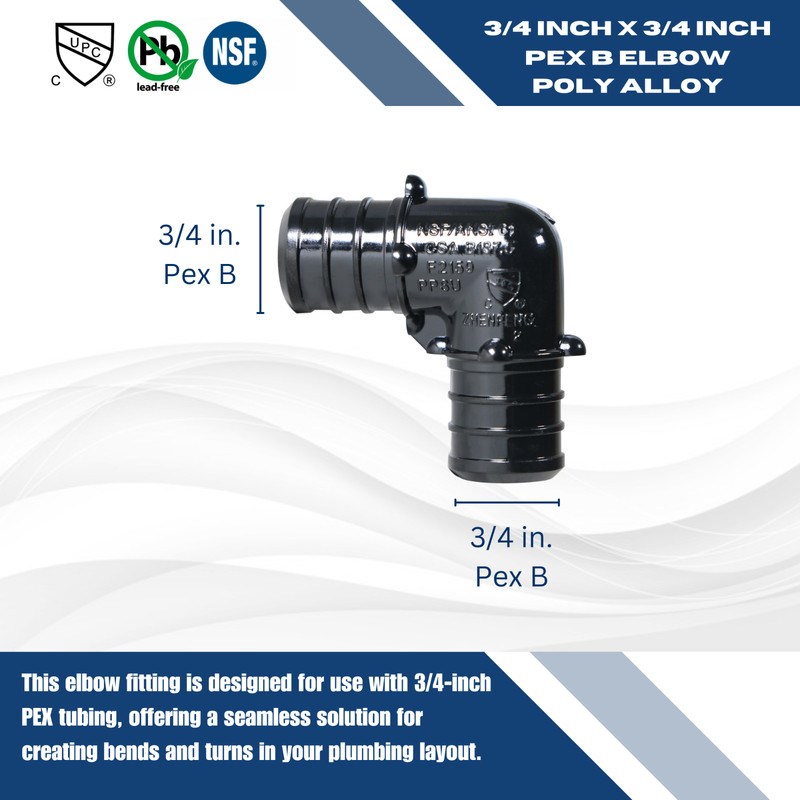 50 PIECES 3/4" PEX ELBOW POLY ALLOY LEAD FREE CRIMP PLASTIC FITTINGS - NSF, CUPC gallery