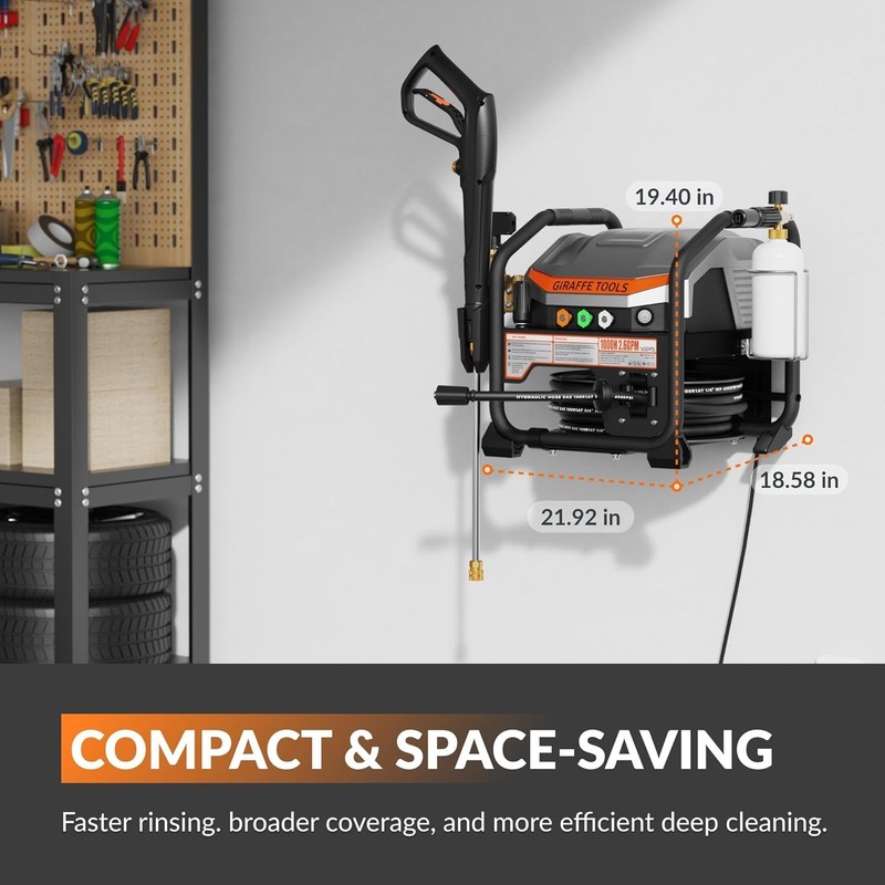 Giraffe Tools Max 2.6 GPM Electric Pressure Power Washer Retractable Hose, 65dB gallery